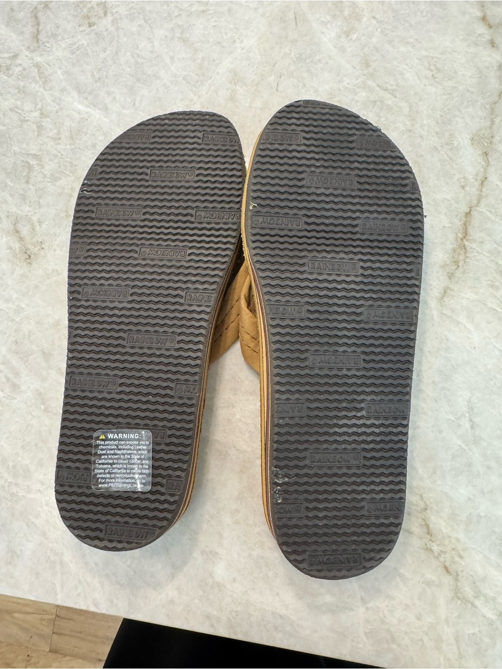 Rainbow Tan Suede Flip Flops - Picture 2 of 2